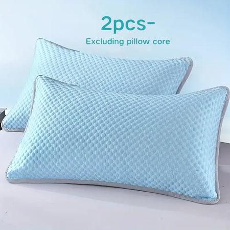 Cooling Pillowcase Covers &ndash; Soft Breathable Ice Silk For Summer Comfort Blue-1Pair / 48x74cm