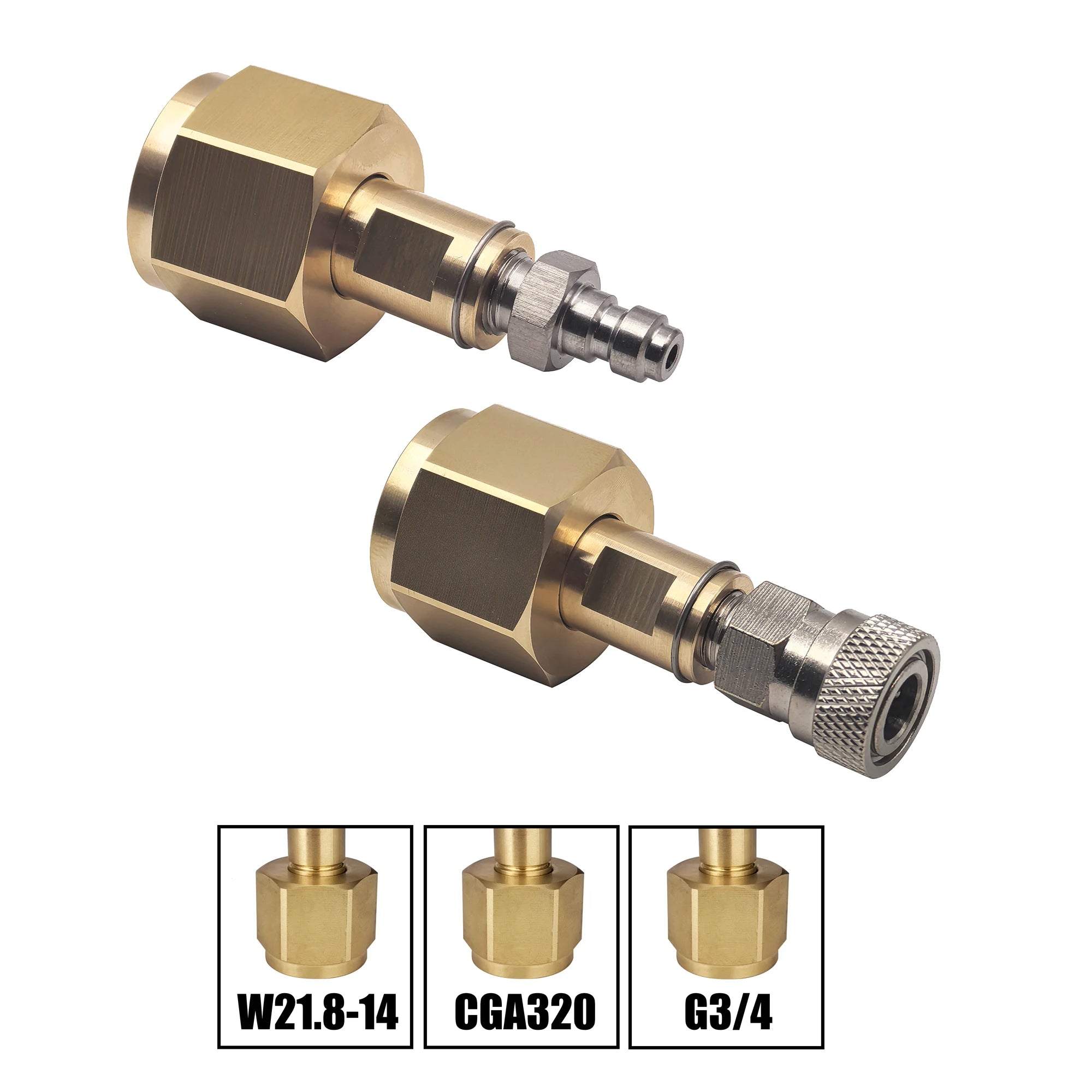 CO2 Tank CGA320 Fitting 8mm Quick Disconnect - Solid Copper