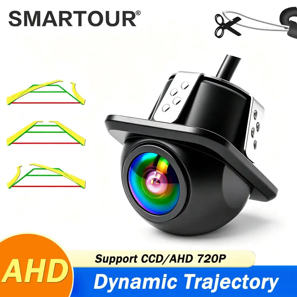 AHD 720P CCD Dynamic Trajectory Flush Mount Reverse Camera, 170° Wide Angle Starlight Night Vision Waterproof Dual Signal Switch by InterCyprus Trading Ltd