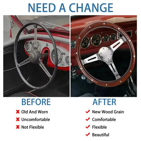 Defective Products Universal 380mm 15' Inch Steering Wheel with Horn Button Kit Copy Wood Car Auto Racing Sport Steering Wheel by InterCyprus Trading Ltd