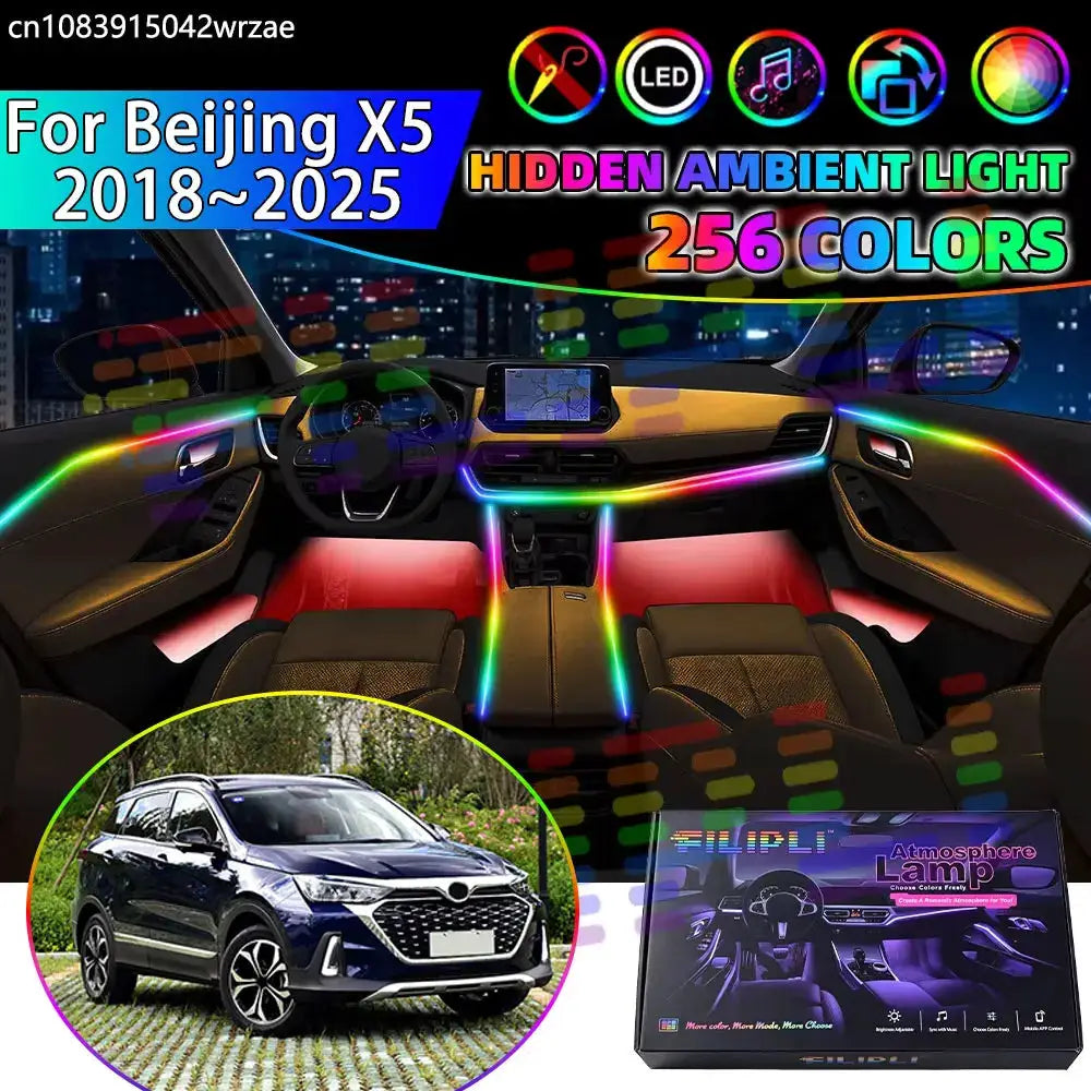 For Beijing X5 2018~2025 MK2 2019 2020 RGB Car Interior Ambient Lights Strips Breathing Lighting Kit App Control LED strips Auto by InterCyprus Trading Ltd