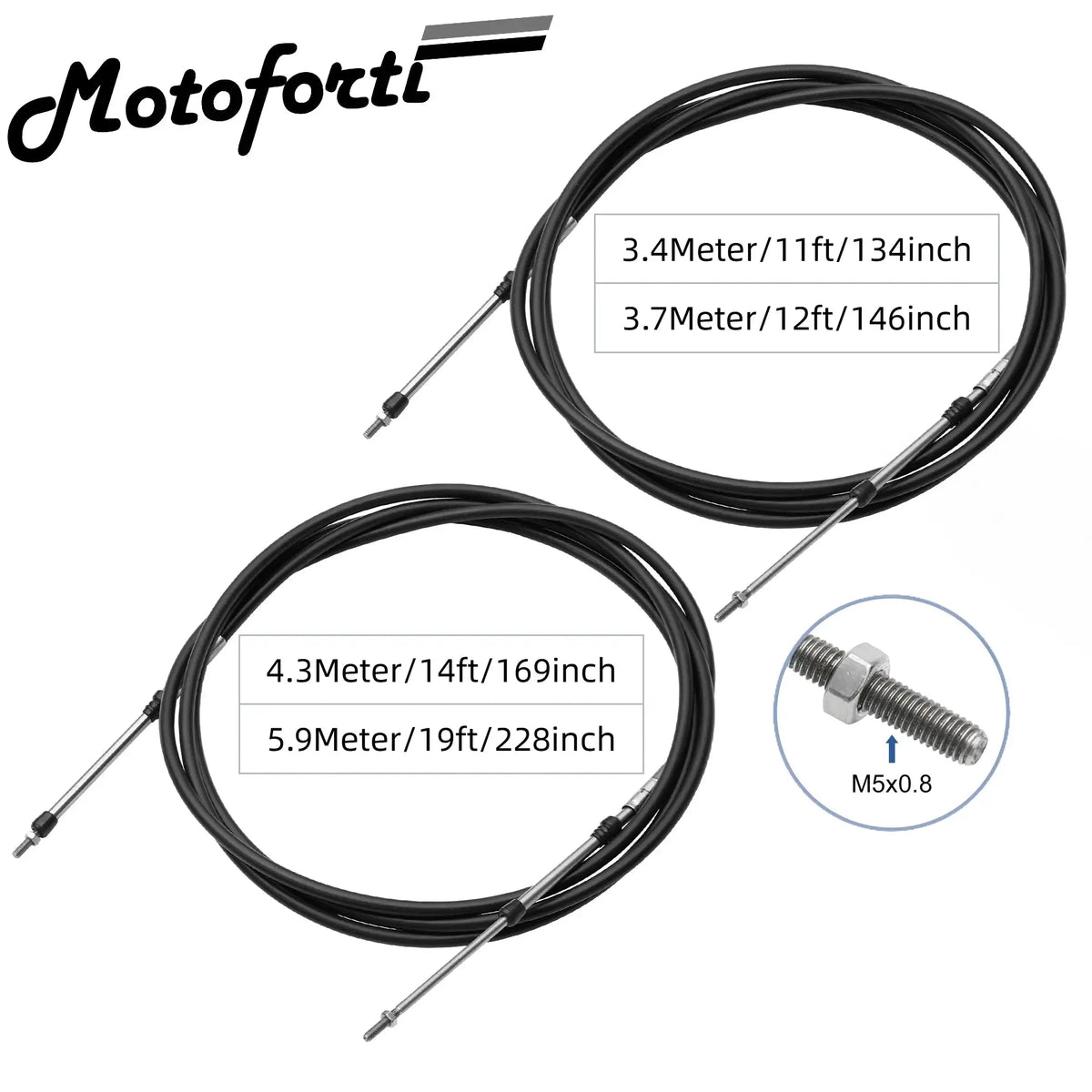 2pcs 134 146 169 228 Inch Marine Throttle Shift Remote Control Box Cable for Outboard Engine Boat Motor Steering System Black by InterCyprus Trading Ltd