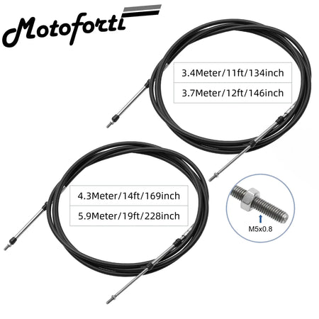 2pcs 134 146 169 228 Inch Marine Throttle Shift Remote Control Box Cable for Outboard Engine Boat Motor Steering System Black by InterCyprus Trading Ltd