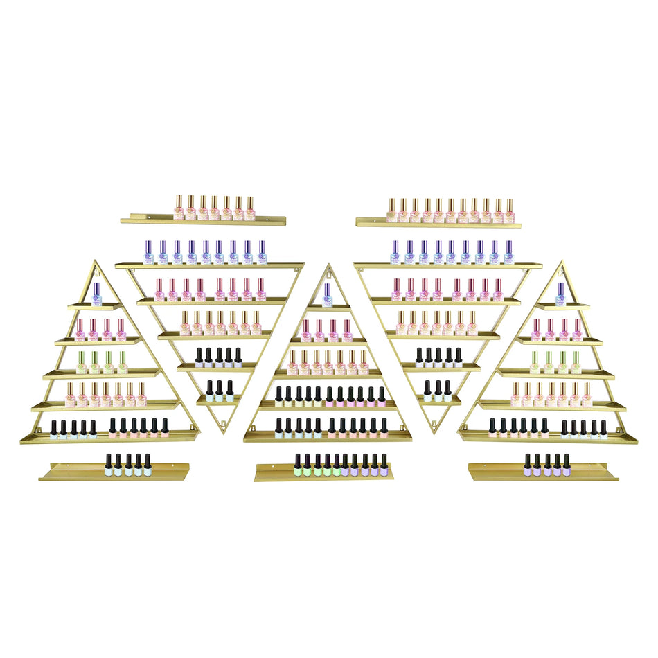 Guld Triangulær Vandret Neglelak Rack Sæt Vægmontering