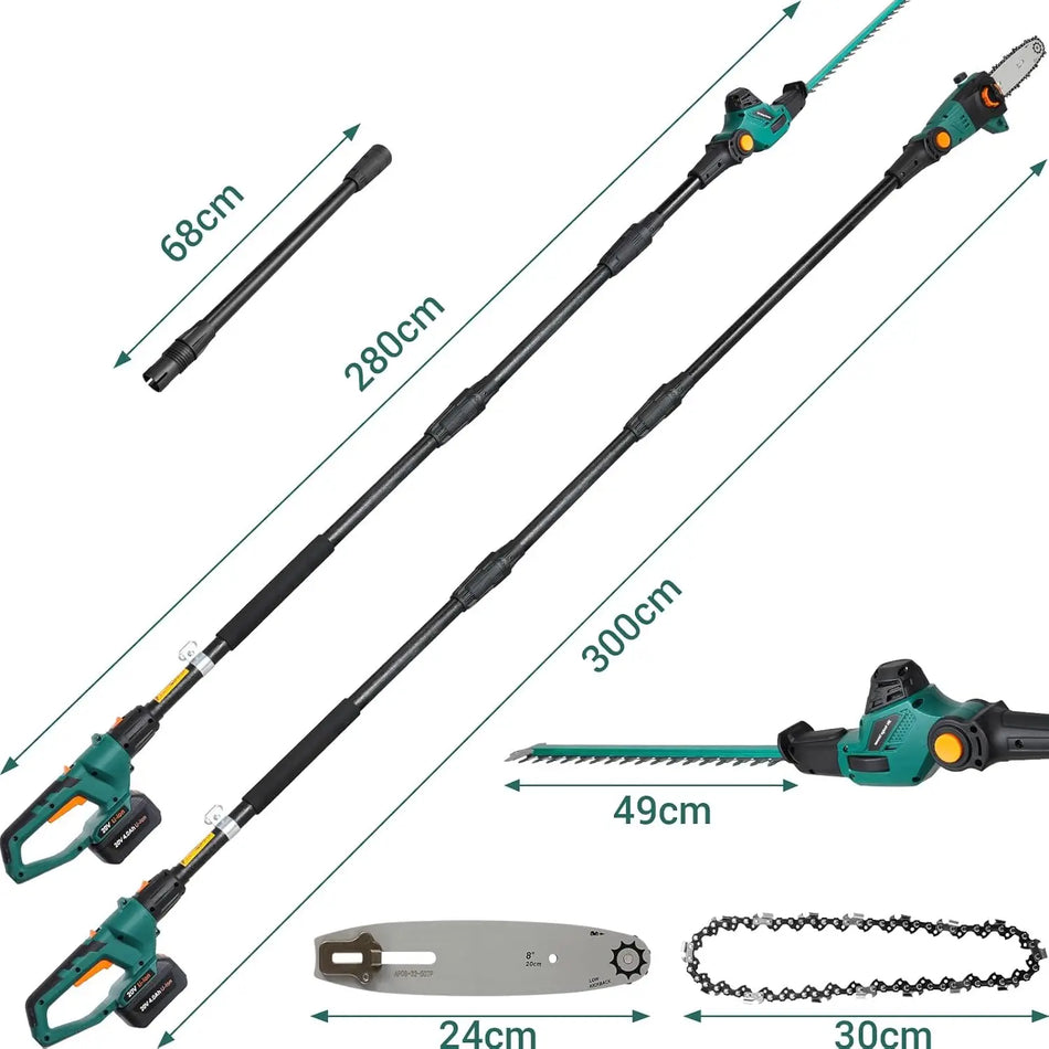 2-in-1 Cordless Telescopic Hedge Trimmer Pole Pruner