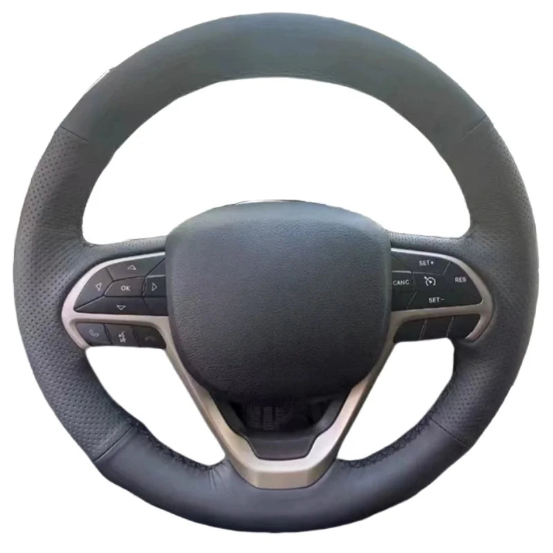 Copertura del volante in pelle genuina, antiscivolo, cucita a mano per Jeep Grand Cherokee ZJ WJ WK WK2 WL 1993-2021