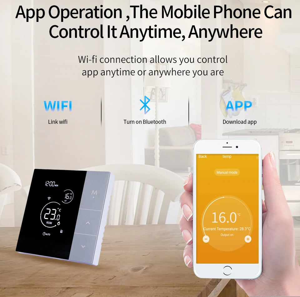 YJ508 Smart WiFi Touchscreen Thermostat with Voice Control