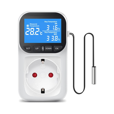 Digital Temperature Controller Socket TC02 &ndash; LCD Display Blue backlight