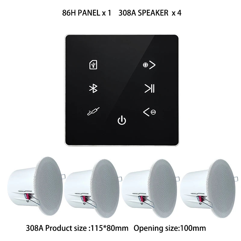 YINLEENCL Mini Touch Smart Bluetooth Wall Amplifier with Remote Control black amp whit 4spk
