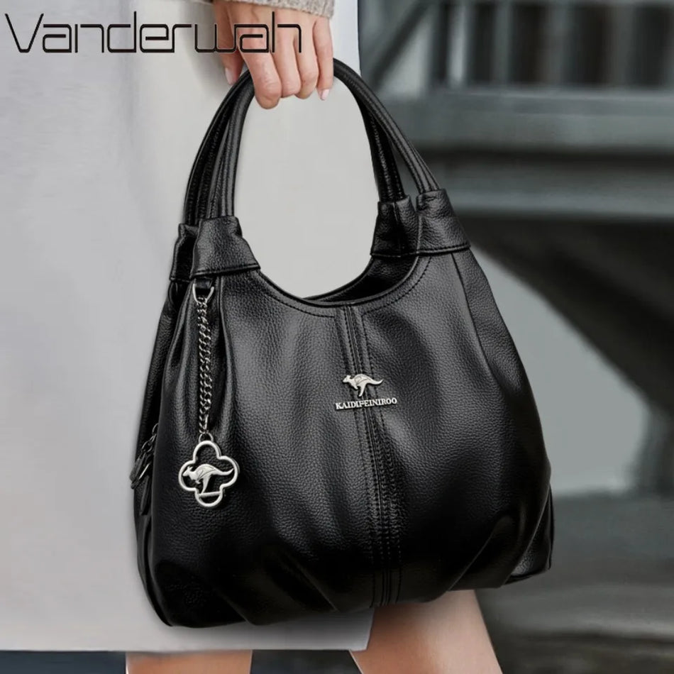 Borsa Tote in Pelle Morbida per Donna, Borsa di Lusso con Tracolla a Tracolla, Borsa Casual Quattro Stagioni con Tasche Interne