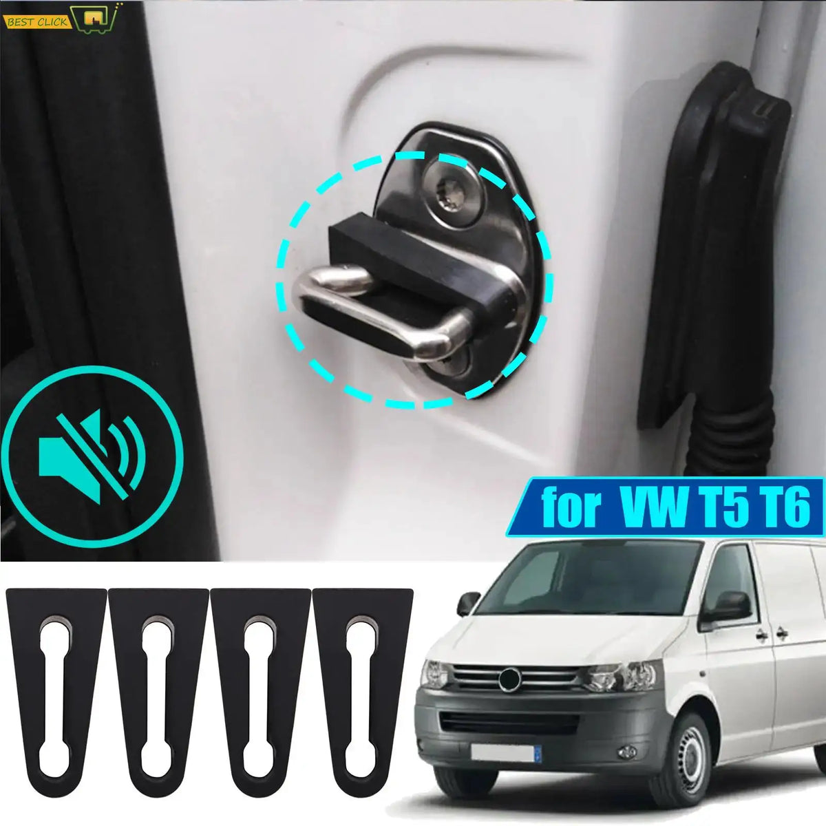 Door Lock Buffer Damper for Volkswagen Transporter T5 T6 Caravelle Multivan Soundproof Insulation Quiet Deaf Creaking Noise Seal by InterCyprus Trading Ltd