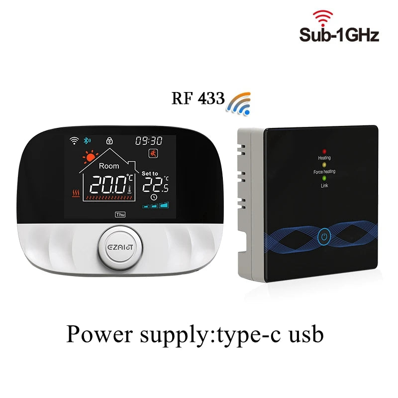T9W RC9Plus Wireless Thermostat &ndash; Tuya WiFi Control Black T9Lite