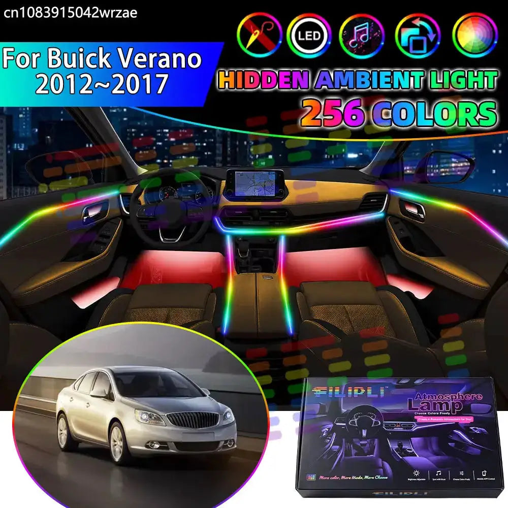 For Buick Verano 2012~2017 2013 2014 RGB Car Interior Ambient Lights Strips Breathing Lighting Kit App Control LED strips Auto by InterCyprus Trading Ltd