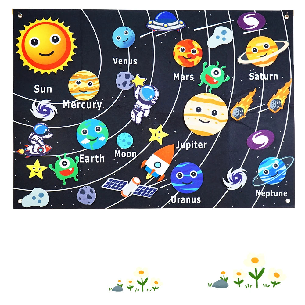 Montessori Space Educational Toy &ndash; Solar System Felt Board