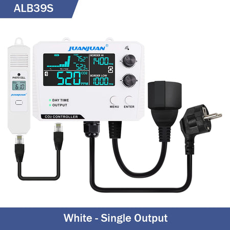 Juanjuan 0-5000ppm CO2 Controller &ndash; LCD Display Monitor White 1 Output / US Plug
