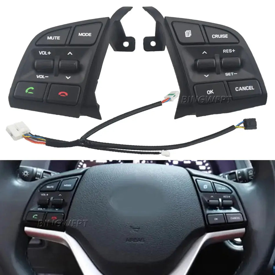 1Pair Steering Wheel Buttons With Backlight For Hyundai Tucson 2015-2019 Cruise Control Switch 96720-D3200 by InterCyprus Trading Ltd