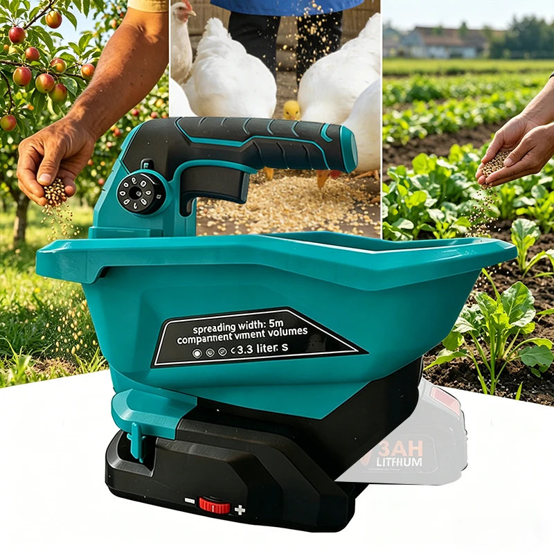 Spandiconcime elettrico portatile per semi e erba da giardino