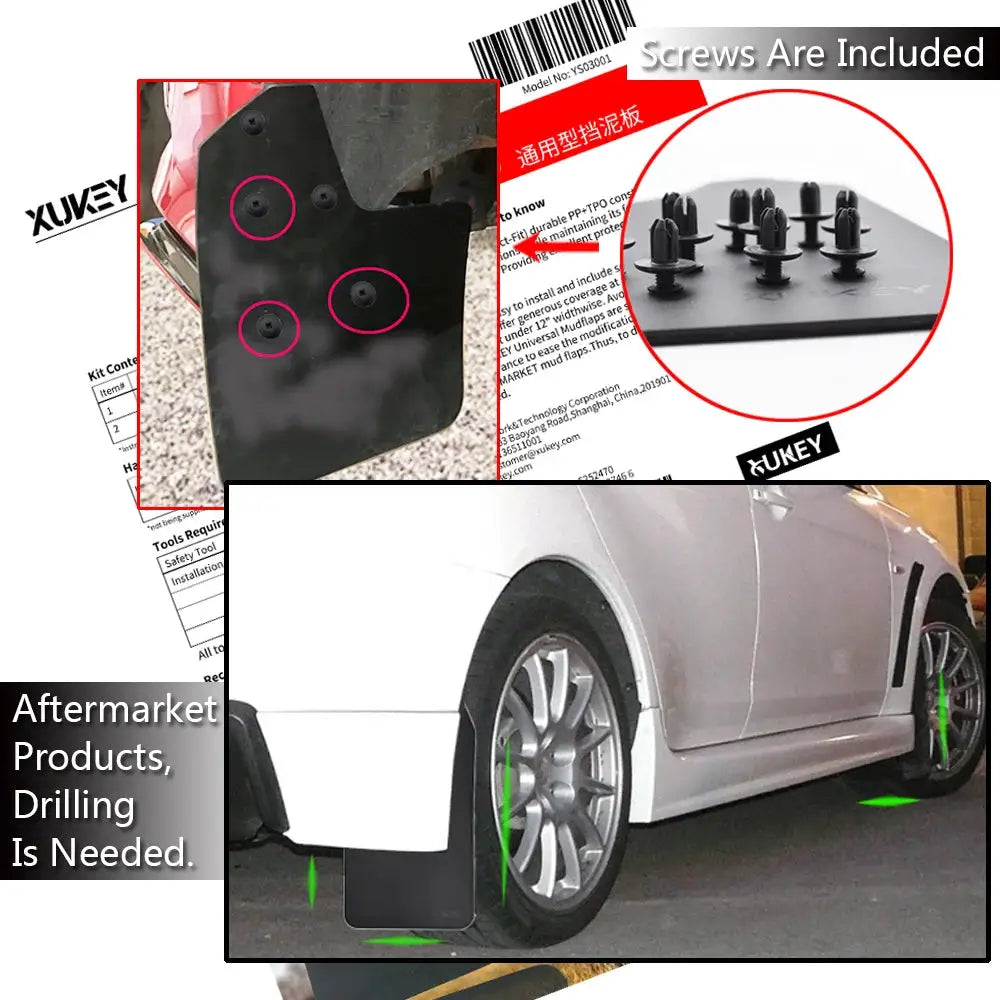 For Mitsubishi Lancer Outlander Sport Evolution EVO X IX Mirage Strada Triton G-Wagon Mud Flaps Mudflap Splash Guards Mudguards by InterCyprus Trading Ltd