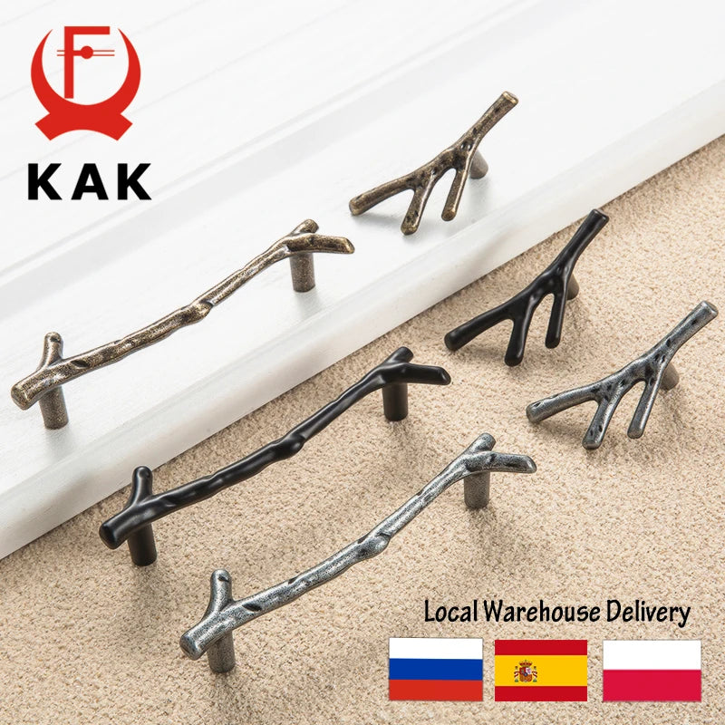 KAK Tree Branch Cabinet Handles 96mm 128mm Zinc Set of 10