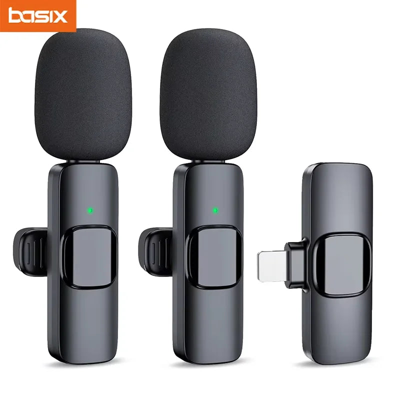 Basix 2.4G Wireless Lavalier Microphone for iPhone &amp; Android - Portable Mini Mic for Live Broadcast &amp; Gaming