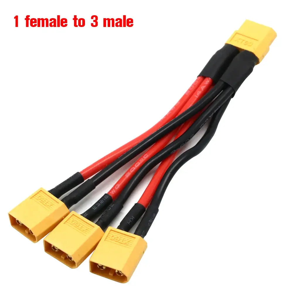 XT60 Parallel Battery Connector Male/Female Cable Dual Extension Y Splitter/ 3-Way 14AWG Silicone Wire for RC Battery Motor by InterCyprus Trading Ltd