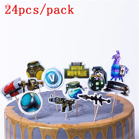Fortnition Themed Birthday Party Supplies - Cartoon Alpaca &amp; Llama Decorations Cake toppers-24pcs / CHINA