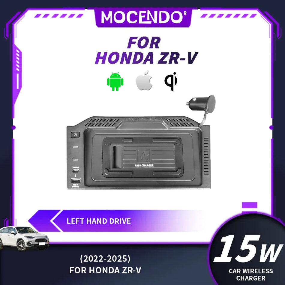Chargeur de voiture sans fil Qi 15W à chargement rapide pour Honda ZR-V 2022-2025