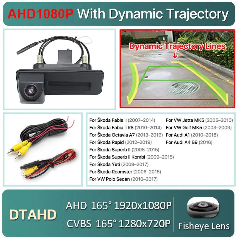 Greenyi CVBS AHD 1080P Vehicle Trunk Handle Car Reverse Backup Camera For VW Skoda Octavia 2 3 A5 Fabio Yeti Superb Audi A1 A3 by InterCyprus Trading Ltd