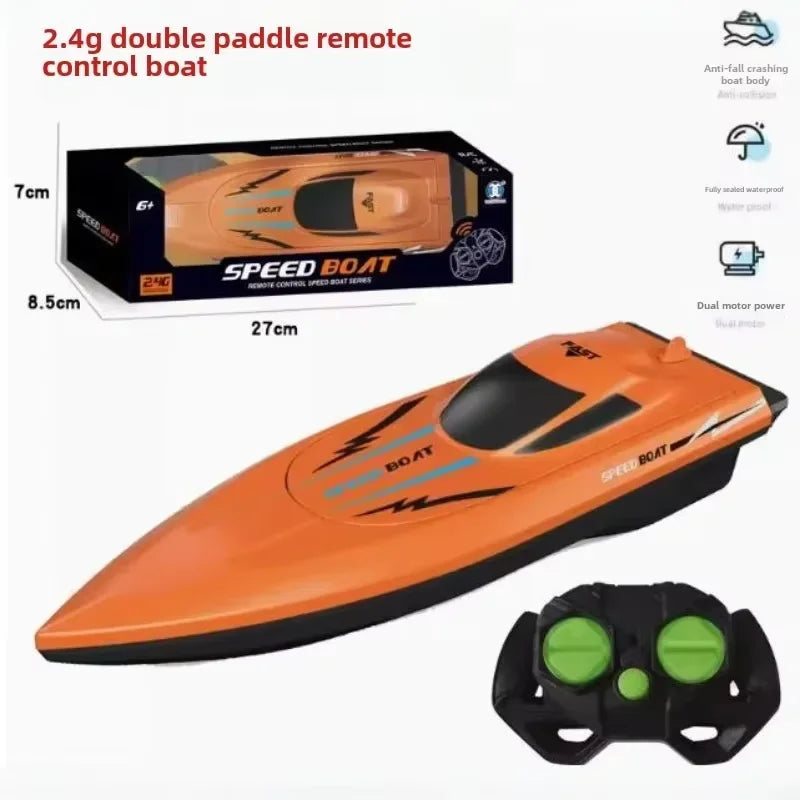 Kids Waterproof Remote Control Speedboat - Fast &amp; Durable Water Racer Orange