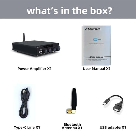 O-NOORUS D4 2.1 Channel Amplifier with HDMI ARC, Bluetooth 5.3 and Multi-Input Support NO Power adapter