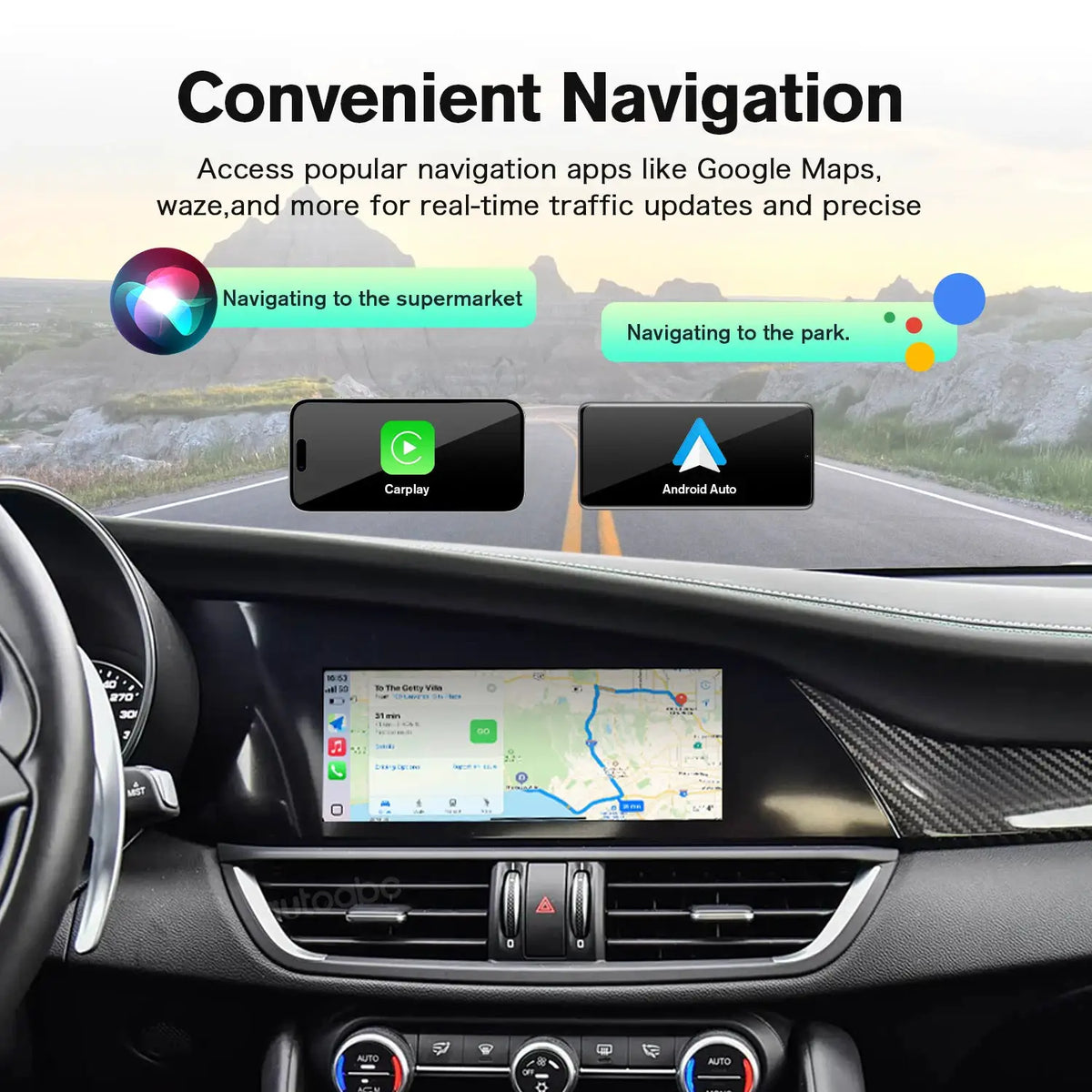 AUTOABC 2025 New Wireless CarPlay For Alfa Romeo Stelvio / Giulia 2017-2019 with Android Auto Mirror link Airplay BT Function by InterCyprus Trading Ltd