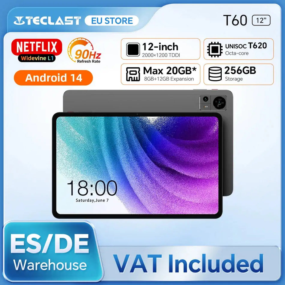 Teclast T60 12 Inch Tablet 2K Display Android 14 256GB 4G