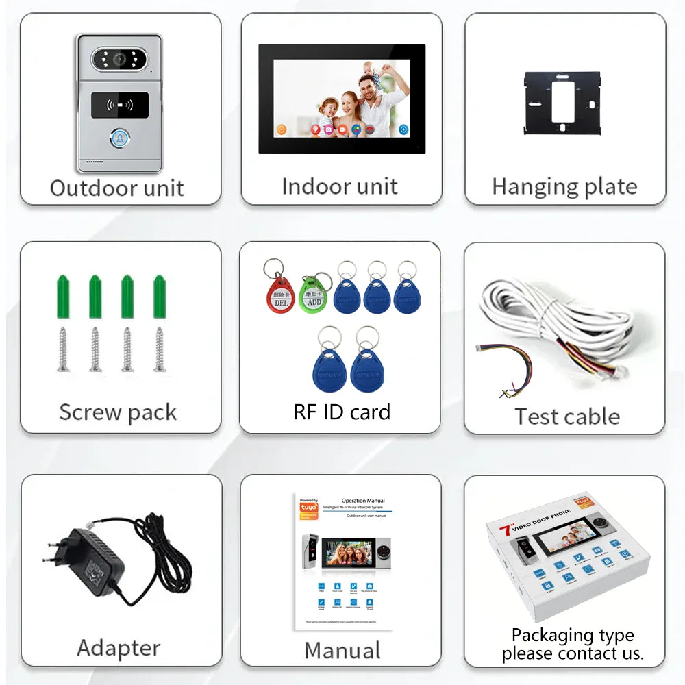 Tuya 7Inch Video DoorPhone Intercom &ndash; HD Night Vision