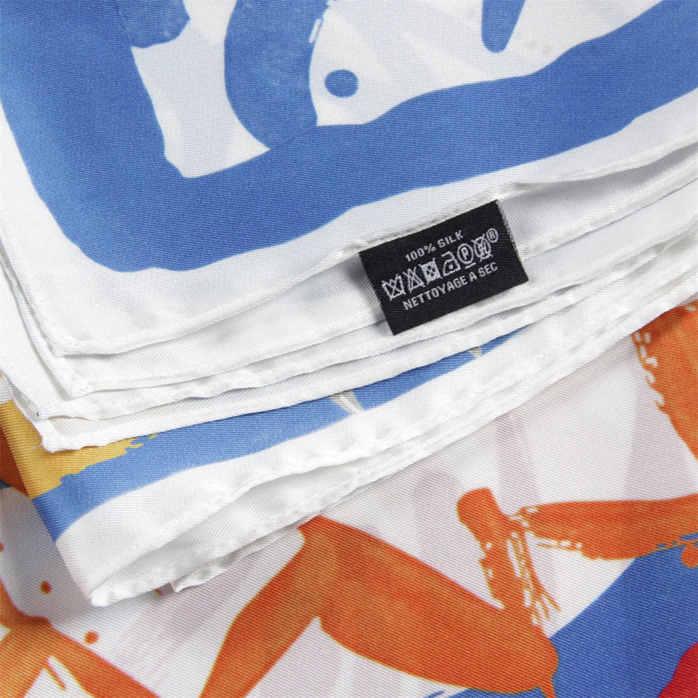 Pobing 90cm Twill Silk Scarf &ndash; Elegant Checkered Horse Print