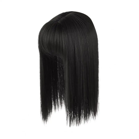Versatile Long Straight Wig with Air Bangs - High Temperature Fiber Black 25 cm
