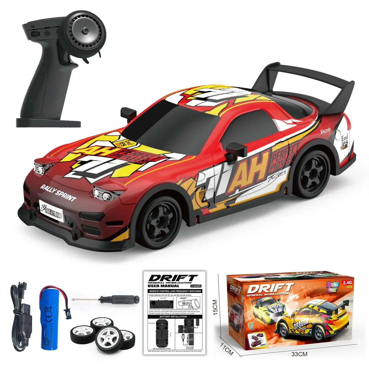 1:18 Remote Control Car &ndash; Glow In Dark 2.4G RC Speed PY388-red