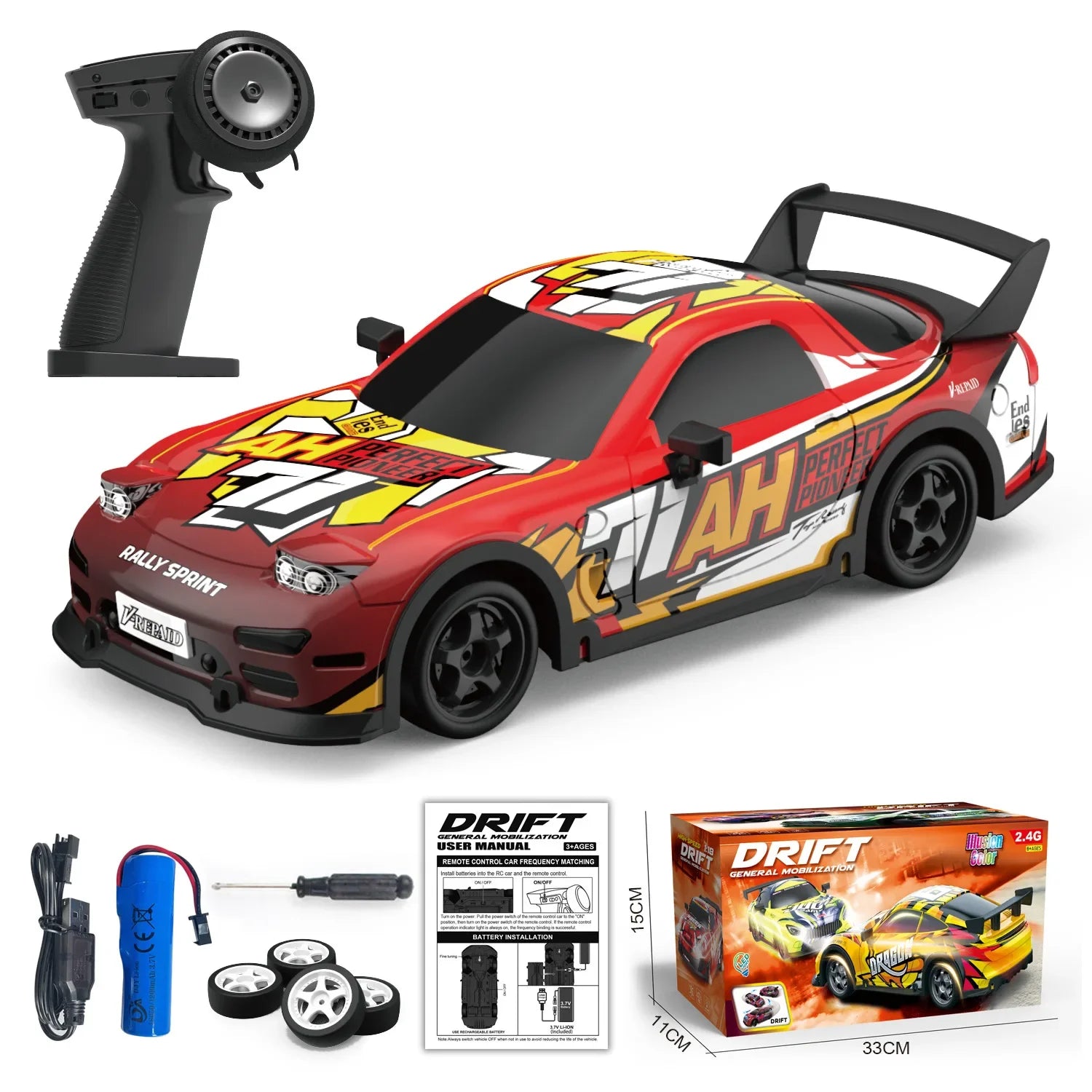 1:18 Remote Control Car &ndash; Glow In Dark 2.4G RC Speed PY388-red