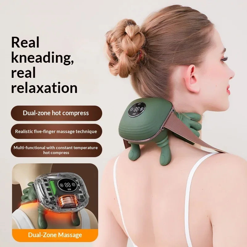 Wireless Heated Neck and Shoulder Massager with Kneading Trapezius Massage