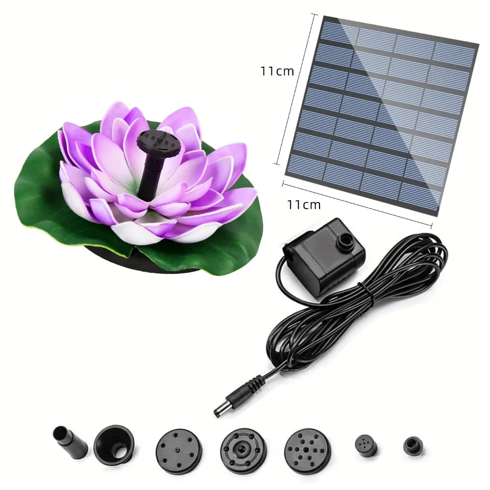 1.2W Mini Lotus Solar Fountain &ndash; Floating Solar Pond Decor Pale Purple