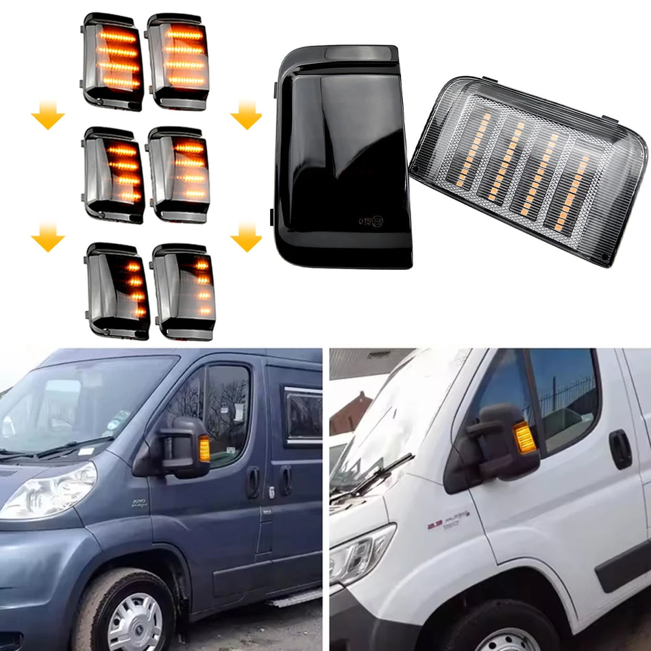 Luces de marcador LED para espejo lateral ámbar secuenciales para Citroen Relay Peugeot Boxer Fiat Ducato