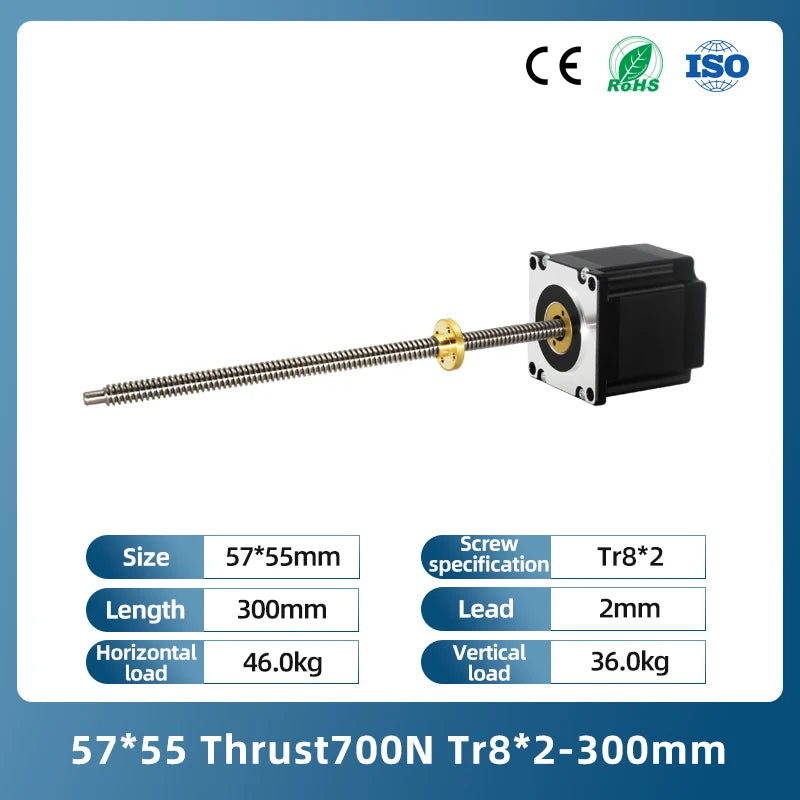 UMOT High Precision 0.03mm Linear Stepper Motor NEMA 23 &ndash; Exceptional Accuracy and Performance CHINA / Provide 3D drawings / 57X55 700N Tr8X2-300