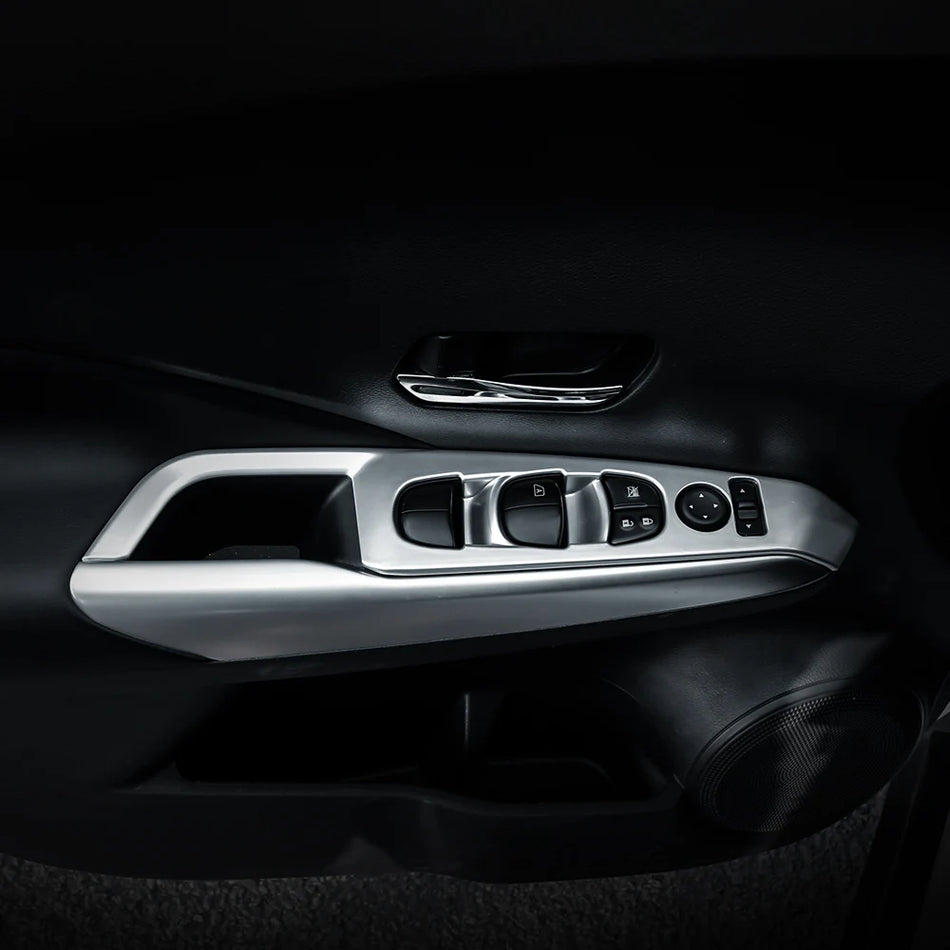 Copertura Pannello Interruttore Alzacristallo Bracciolo Porta Nissan Kicks Acciaio Inossidabile E ABS