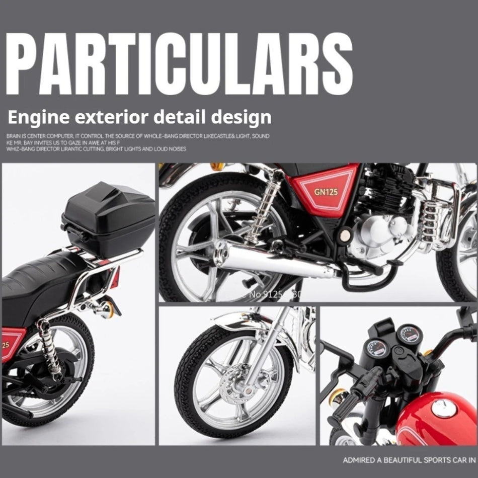 Motosiklu modeļa rotaļlieta, metāla izgatavojums Honda CB125T GN125