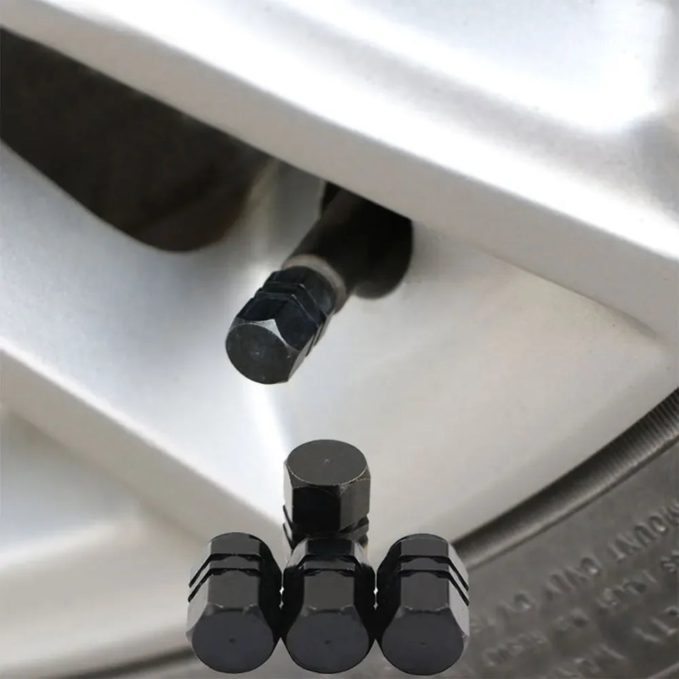 Aliuminiai padangų vožtuvų dangteliai su grūdinimo stiliumi, 4 vnt. automobiliams