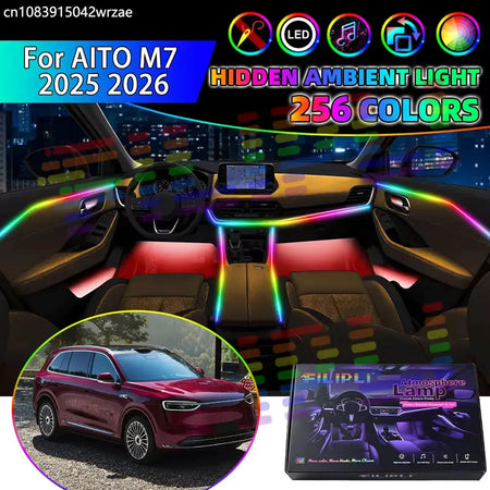 For AITO M7 2025 2026 MK2 2th RGB Car Interior Ambient Lights Strips Breathing Lighting Kit App Control LED strips Auto Parts by InterCyprus Trading Ltd