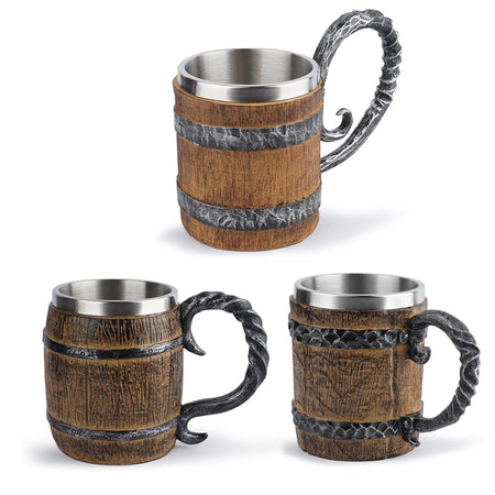 Wooden Barrel Beer Cup Stainless Steel &ndash; Double Wall