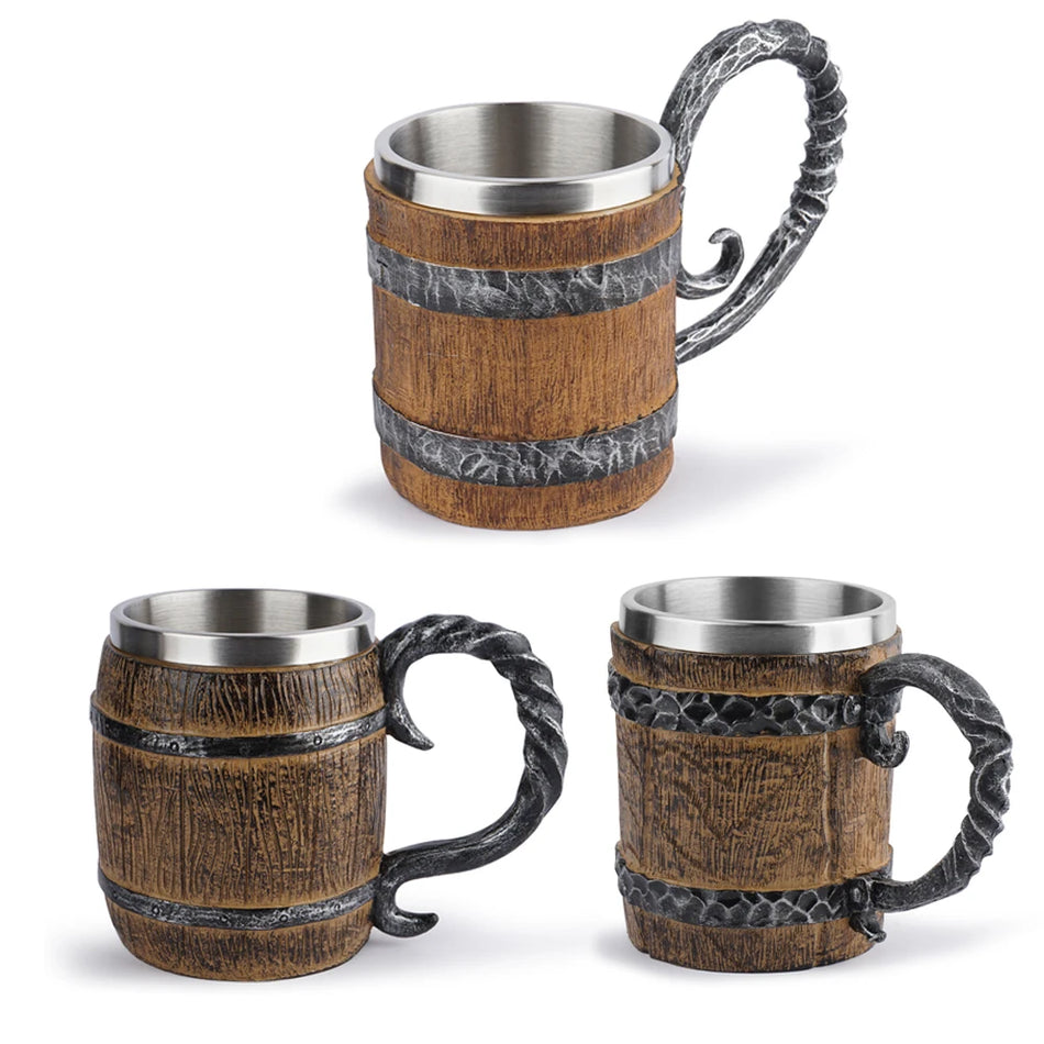 Wooden Barrel Beer Cup Stainless Steel &ndash; Double Wall