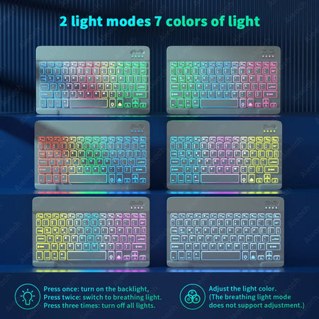 Rainbow Backlit Tablet Keyboard For Android iOS &ndash; Bluetooth