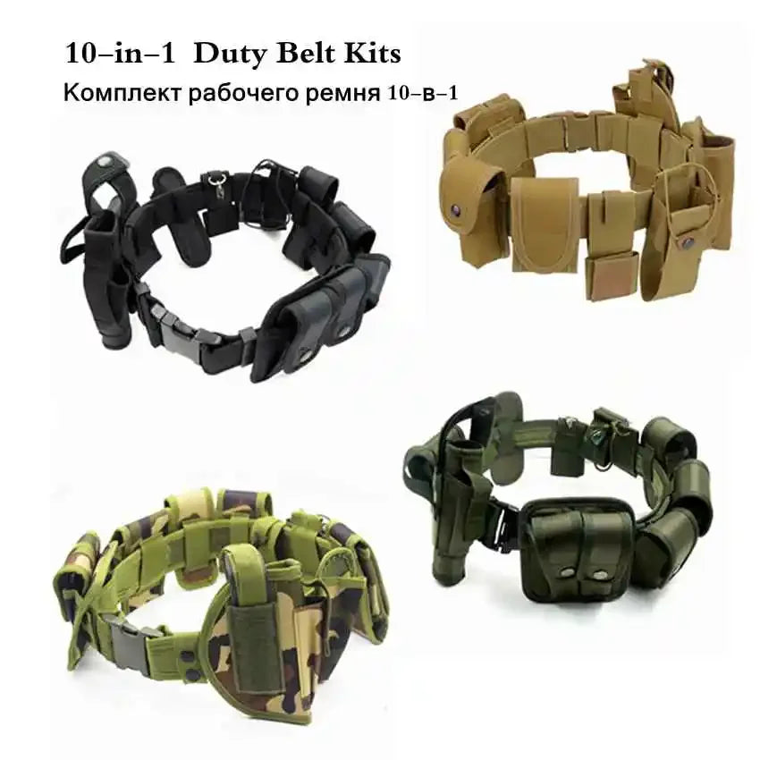 Kit Cintura Tattica in Nylon da 10 Pezzi con Tasche Utilitarie