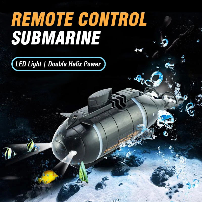 Remote Control Submarine Toy for Kids &ndash; LED Military Design